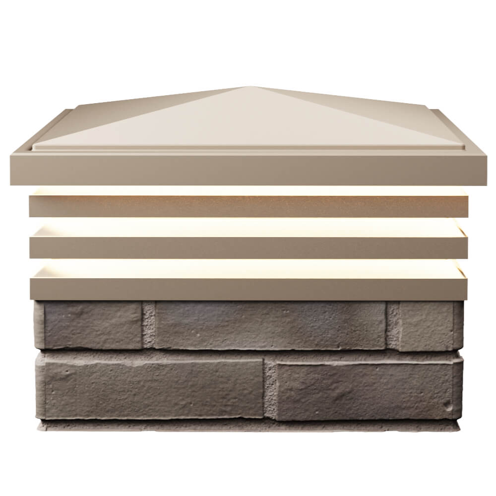 Колпак Zking Бона ХайТек Бежевый на столб 1.5х1.5 кирпича (385х385мм) с подсветкой в Каменске-Уральском фото