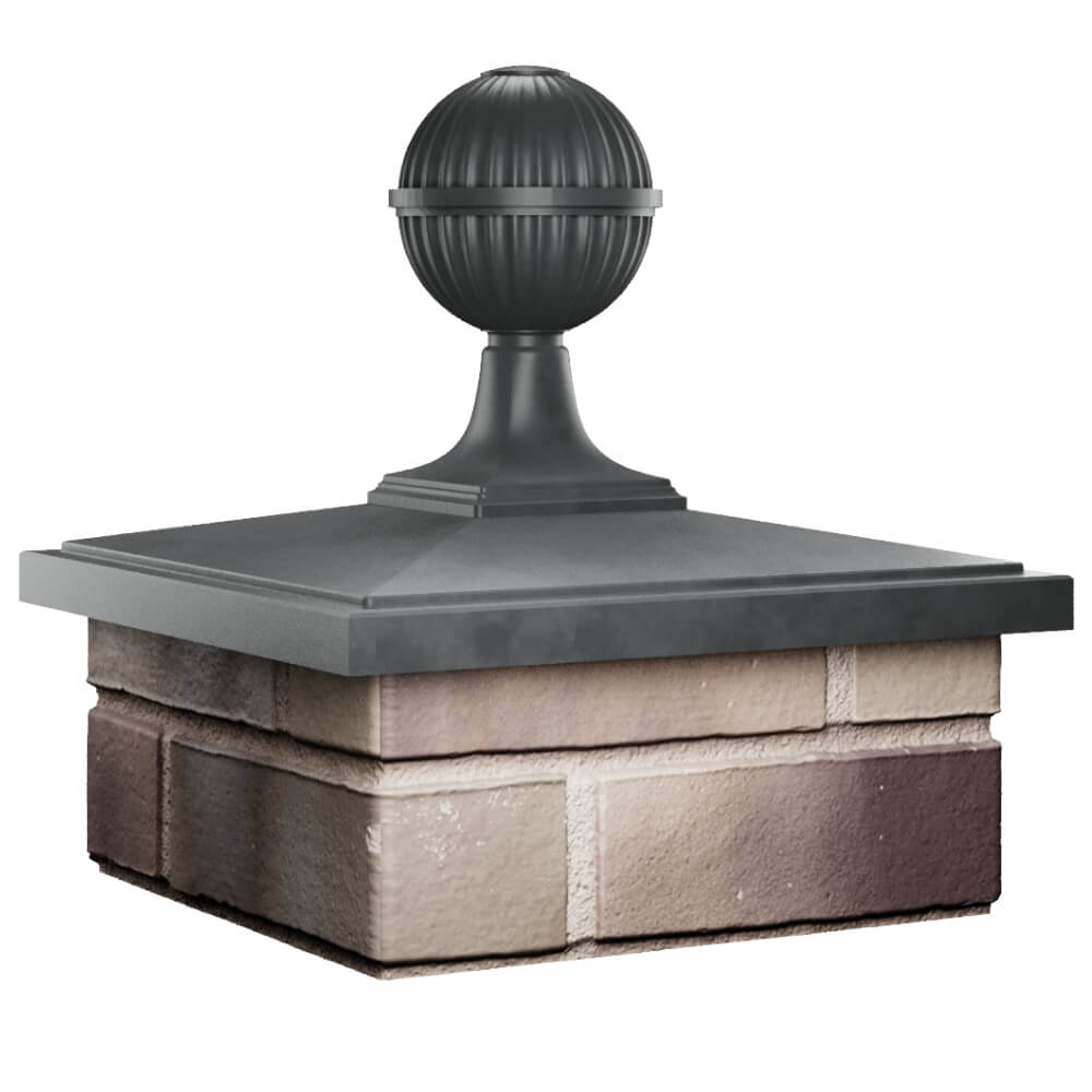 Колпак Zking БонаМоно Серый с шаром на столб 1.5х1.5 кирпича (385х385, 400х400мм) в сборе в Каменске-Уральском фото