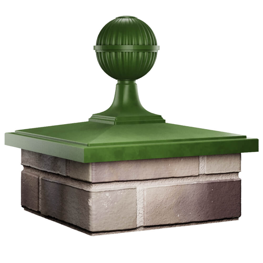 Колпак Zking БонаМоно Зеленый с шаром на столб 1.5х1.5 кирпича (385х385, 400х400мм) в сборе в Каменске-Уральском фото