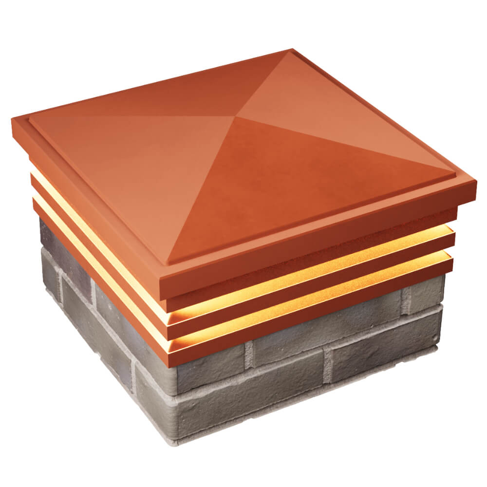 Колпак Zking Бона ХайТек Красный на столб 1.5х1.5 кирпича (385х385мм) с подсветкой в Каменске-Уральском фото