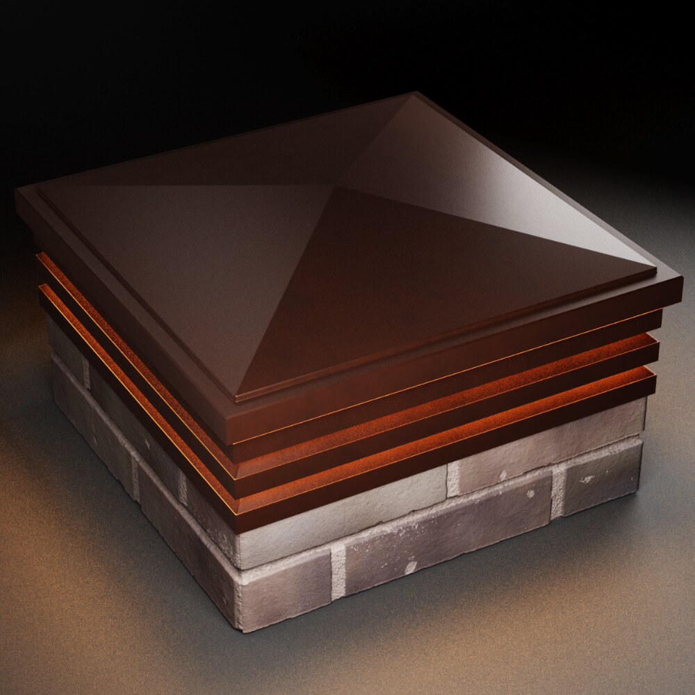 Колпак Zking Бона ХайТек Коричневый на столб 2х2 кирпича (513х513мм) с подсветкой в Каменске-Уральском фото