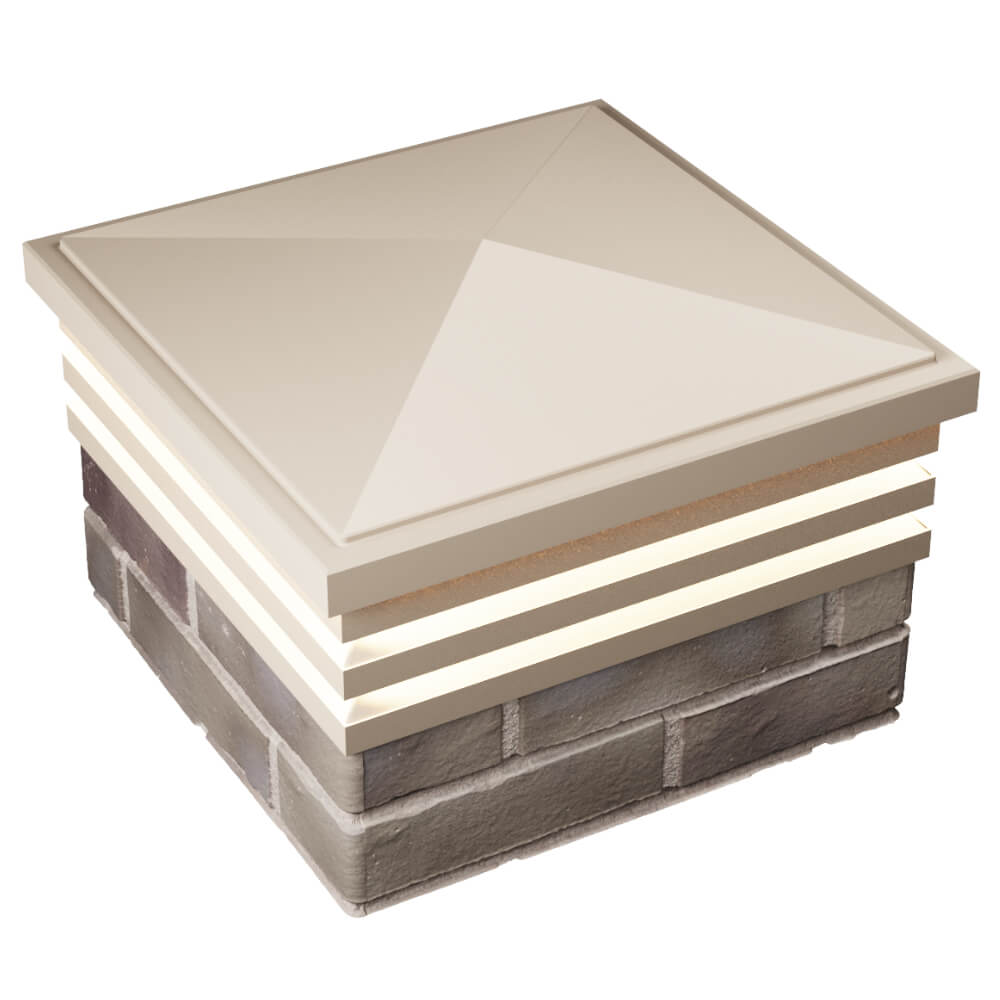 Колпак Zking Бона ХайТек Бежевый на столб 1.5х1.5 кирпича (385х385мм) с подсветкой в Каменске-Уральском фото