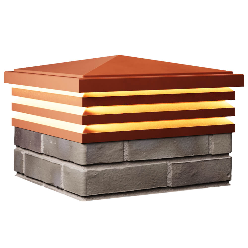 Колпак Zking Бона ХайТек Красный на столб 1.5х1.5 кирпича (385х385мм) с подсветкой в Каменске-Уральском фото