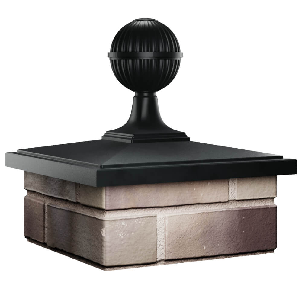 Колпак Zking БонаМоно Черный с шаром на столб 1.5х1.5 кирпича (385х385, 400х400мм) в сборе в Каменске-Уральском фото