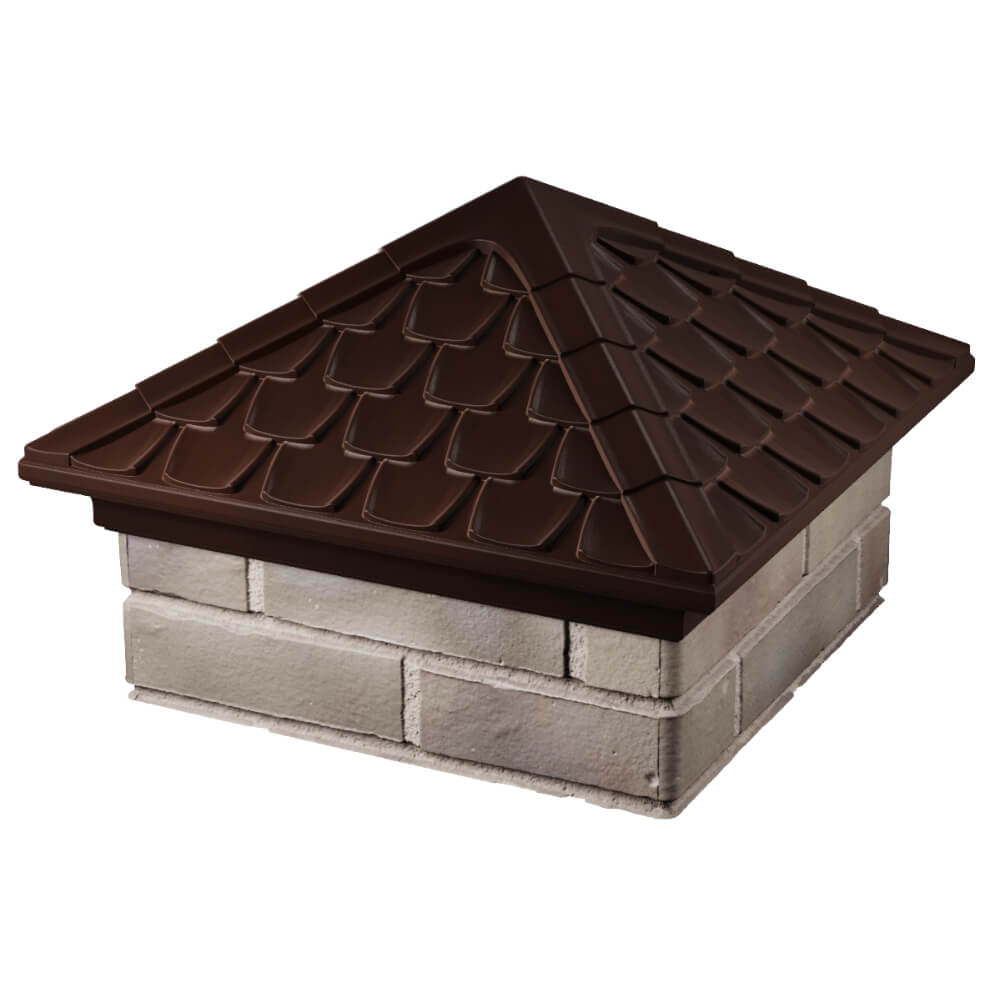 Колпак Zking Эльбрус Коричневый на столб 1.5х1.5 кирпича (385х385мм) в Каменске-Уральском фото