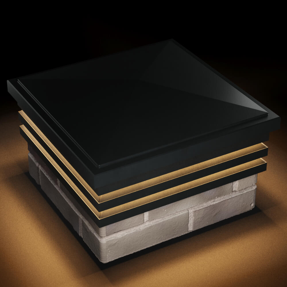 Колпак Zking Бона ХайТек Черный на столб 1.5х1.5 кирпича (385х385мм) с подсветкой в Каменске-Уральском фото