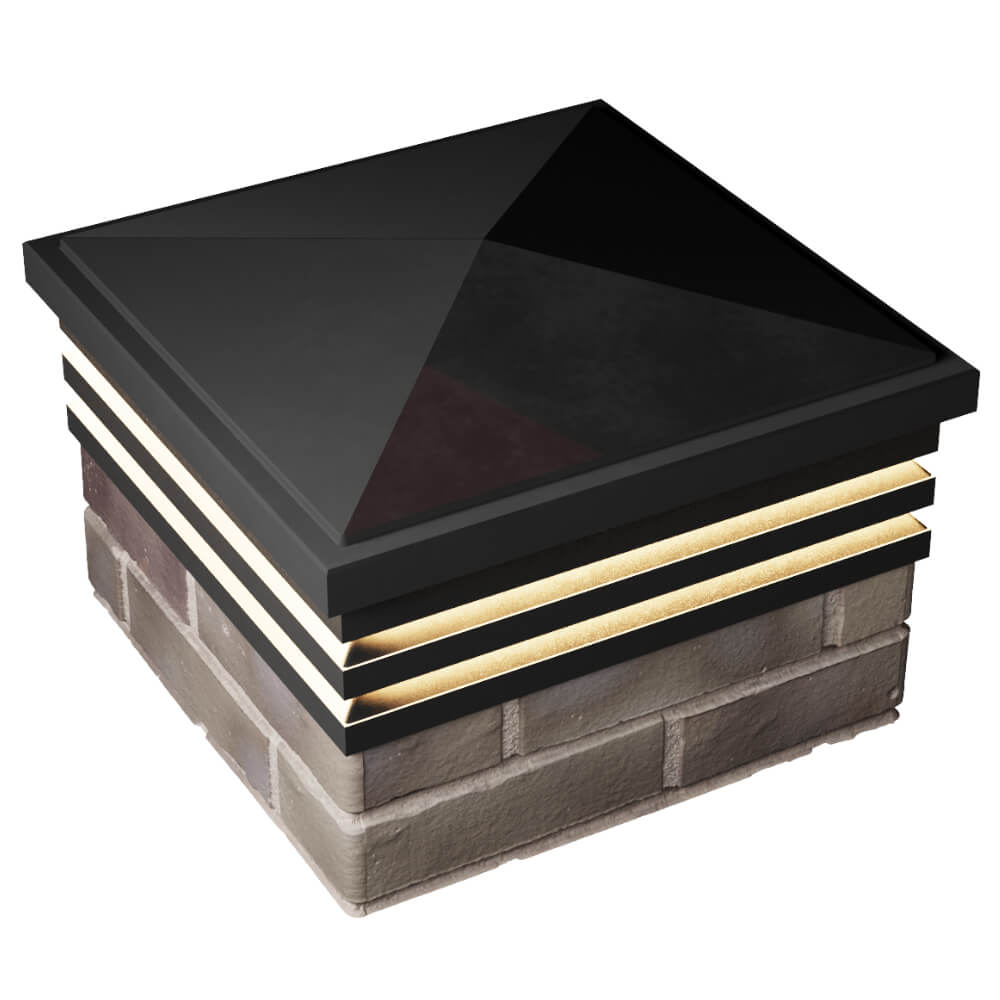 Колпак Zking Бона ХайТек Черный на столб 1.5х1.5 кирпича (385х385мм) с подсветкой в Каменске-Уральском фото