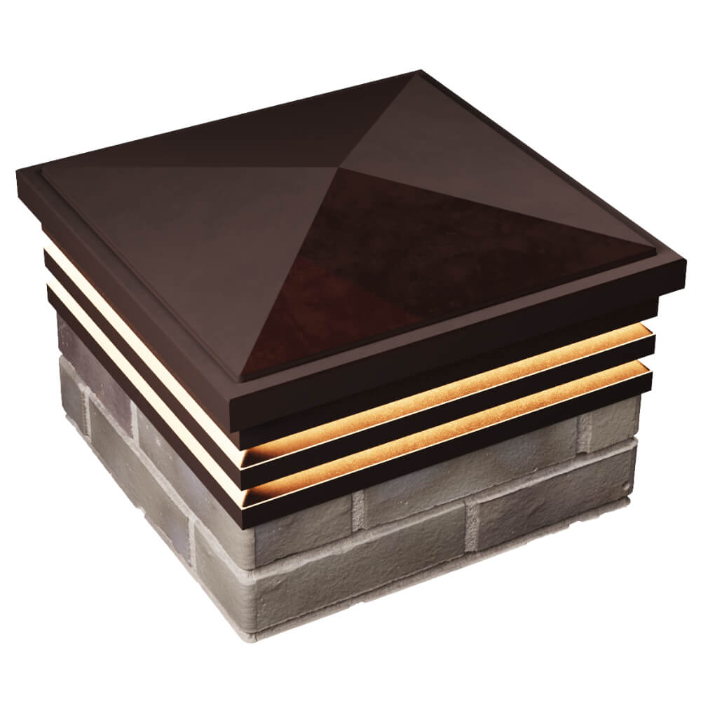 Колпак Zking Бона ХайТек Коричневый на столб 1.5х1.5 кирпича (385х385мм) с подсветкой в Каменске-Уральском фото