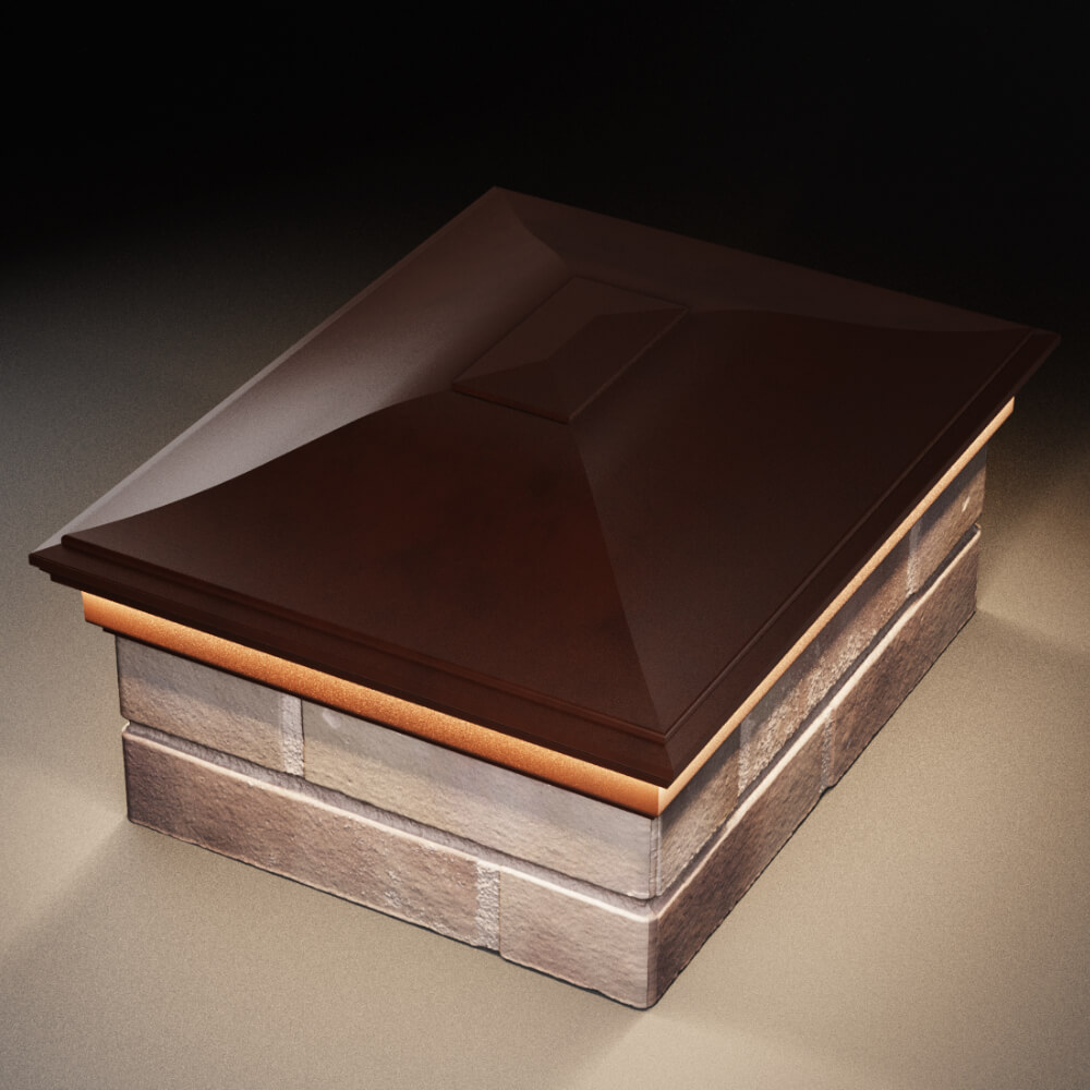 Колпак Zking Монблан Коричневый на столб 2х1.5 кирпича (515х385мм) c подсветкой в Каменске-Уральском фото