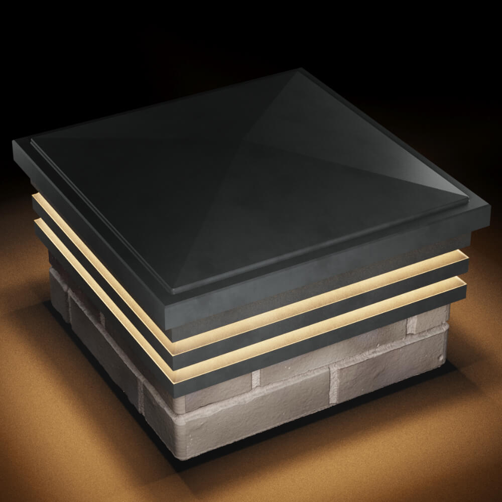 Колпак Zking Бона ХайТек Серый на столб 1.5х1.5 кирпича (385х385мм) с подсветкой в Каменске-Уральском фото