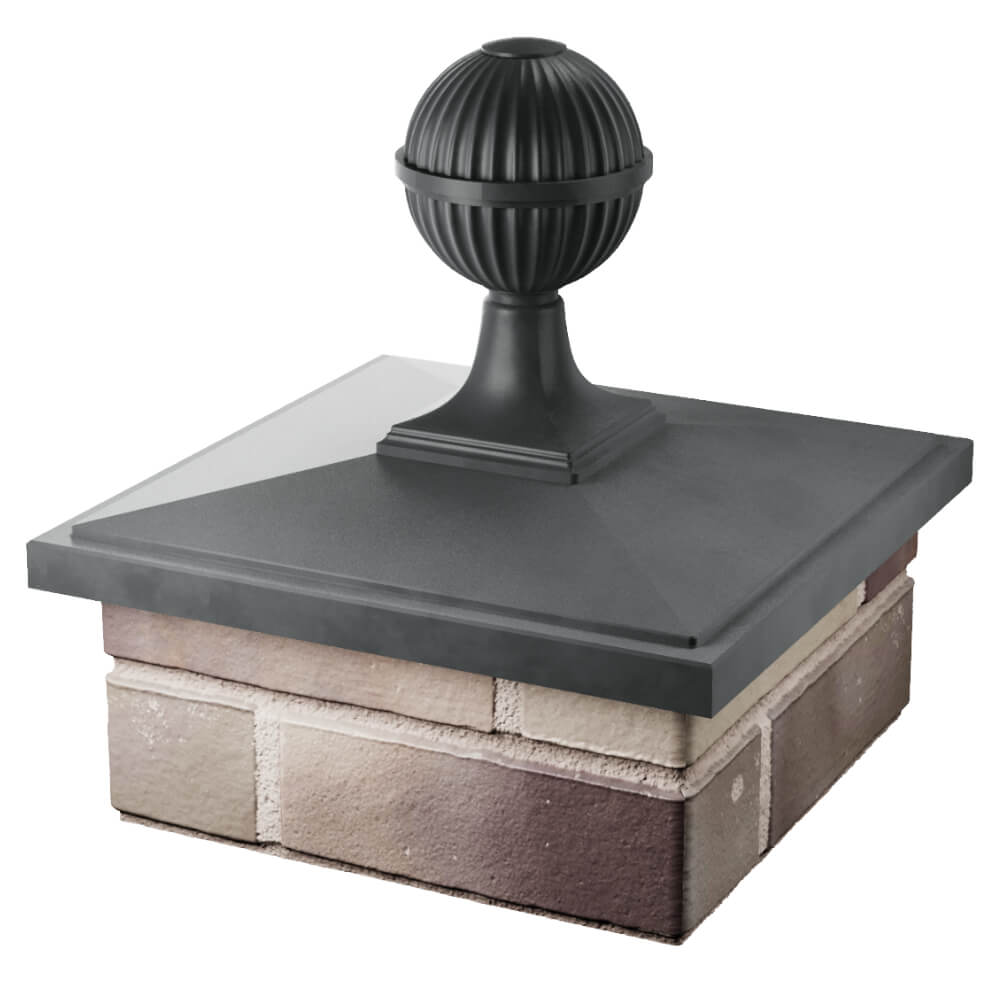 Колпак Zking БонаМоно Серый с шаром на столб 1.5х1.5 кирпича (385х385, 400х400мм) в сборе в Каменске-Уральском фото