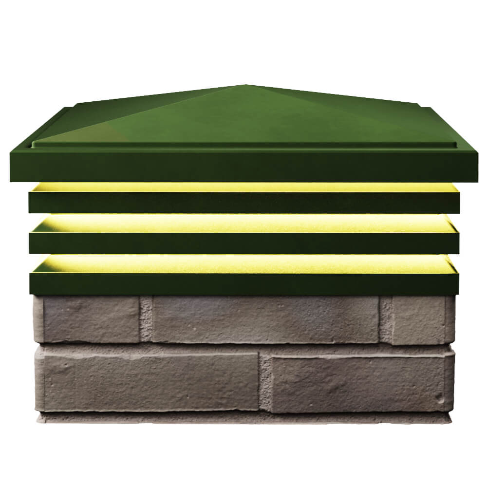 Колпак Zking Бона ХайТек Зеленый на столб 1.5х1.5 кирпича (385х385мм) с подсветкой в Каменске-Уральском фото