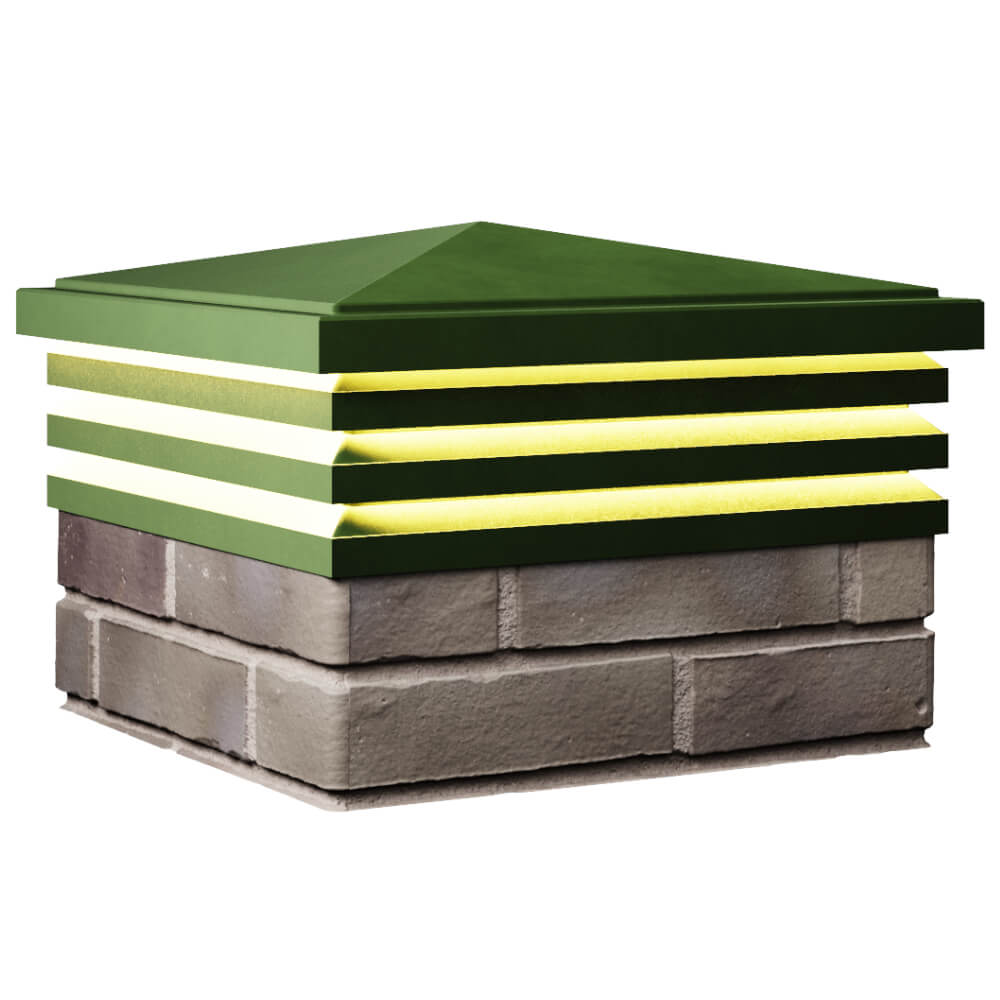 Колпак Zking Бона ХайТек Зеленый на столб 1.5х1.5 кирпича (385х385мм) с подсветкой в Каменске-Уральском фото