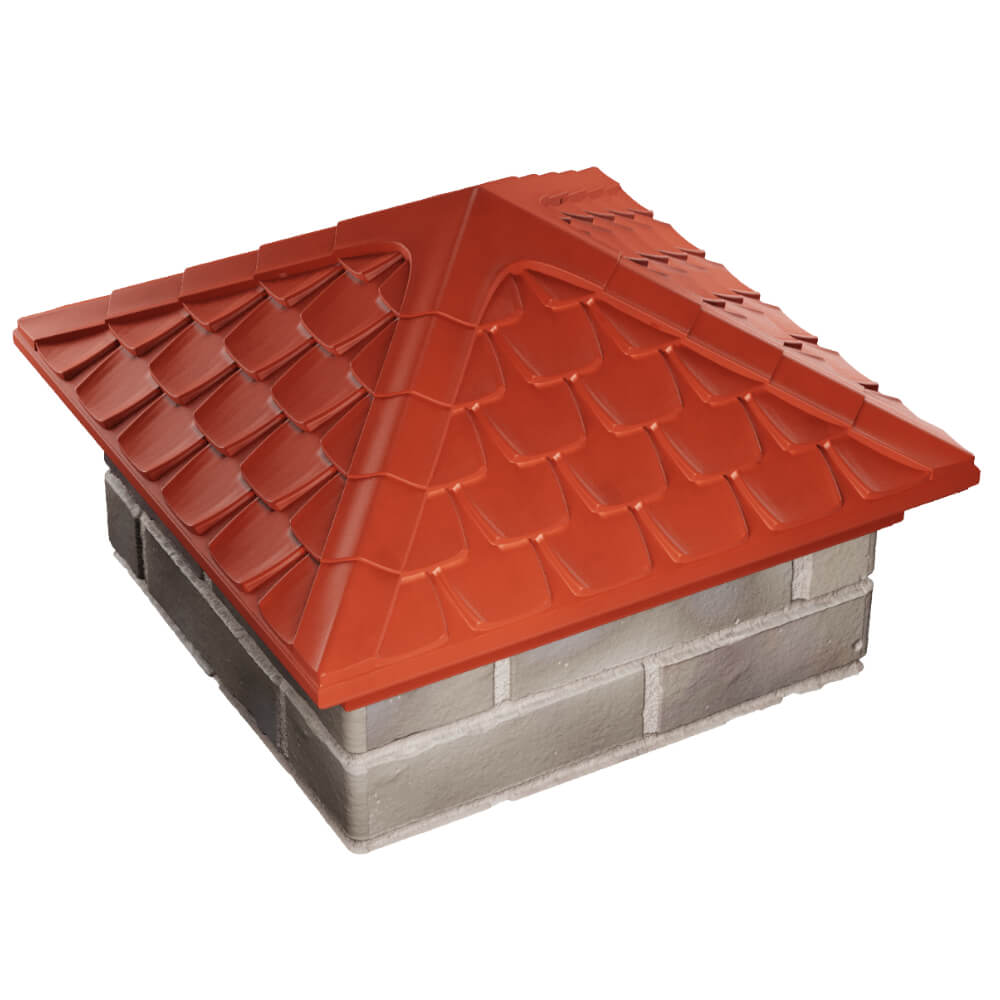 Колпак Zking Эльбрус Красный на столб 1.5х1.5 кирпича (385х385мм) в Каменске-Уральском фото