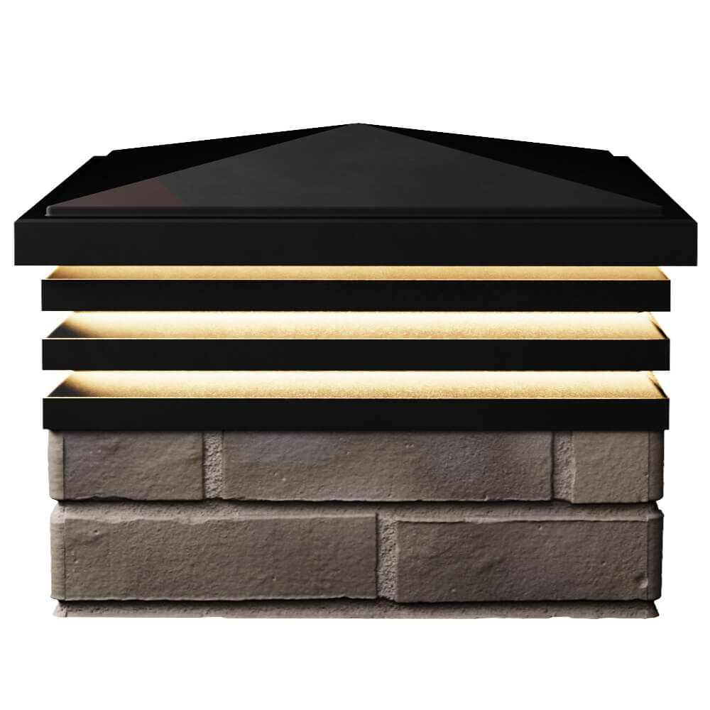 Колпак Zking Бона ХайТек Черный на столб 1.5х1.5 кирпича (385х385мм) с подсветкой в Каменске-Уральском фото