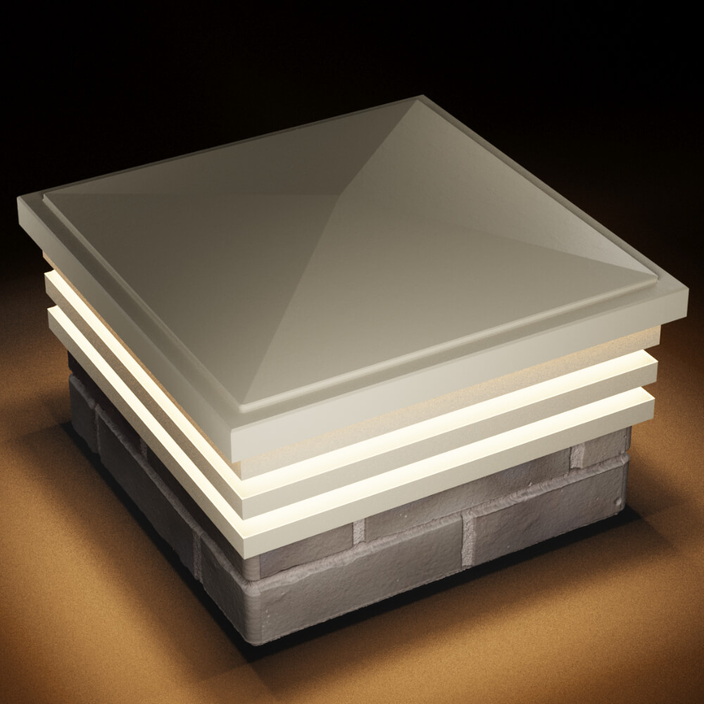 Колпак Zking Бона ХайТек Бежевый на столб 1.5х1.5 кирпича (385х385мм) с подсветкой в Каменске-Уральском фото