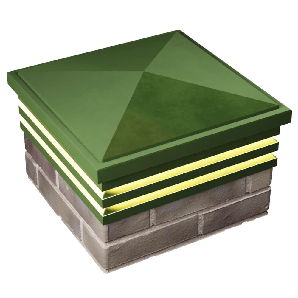 Колпак Zking Бона ХайТек Зеленый на столб 1.5х1.5 кирпича (385х385мм) с подсветкой в Каменске-Уральском фото