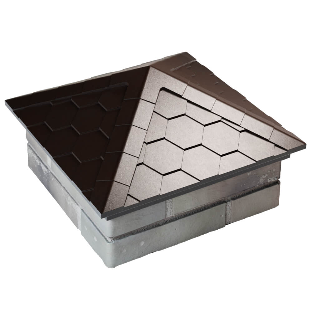 Колпак Zking Эверест Коричневый на столб 1.5х1.5 кирпича (390х390мм) в Каменске-Уральском фото