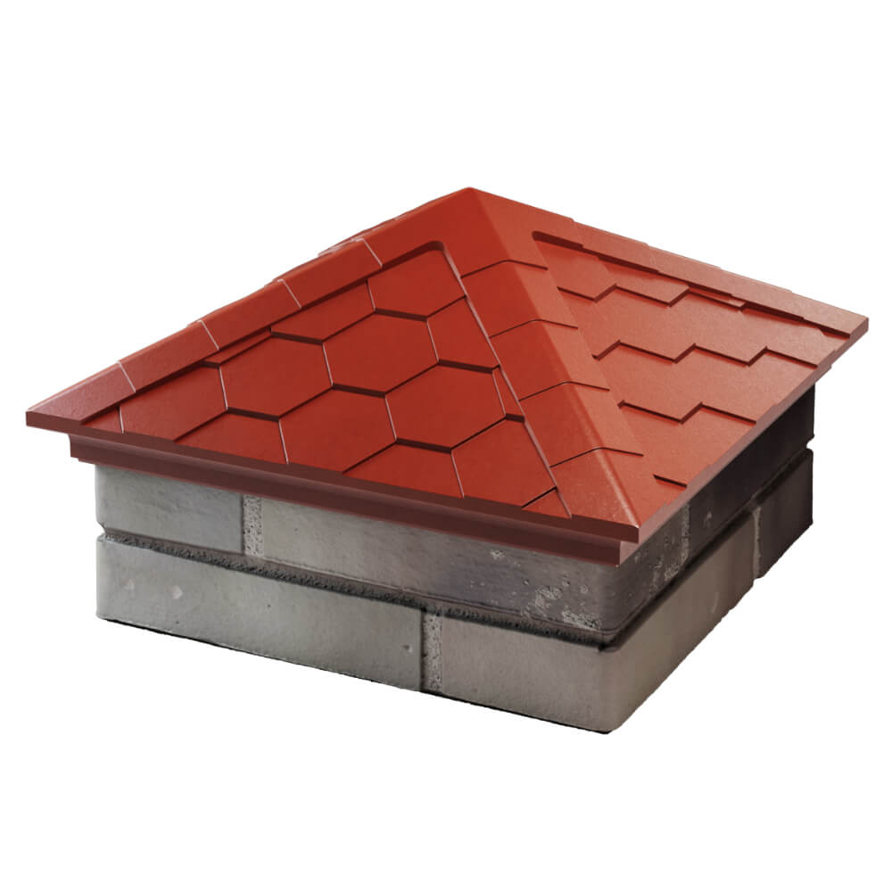 Колпак Zking Эверест Красный на столб 1.5х1.5 кирпича (390х390мм) в Каменске-Уральском фото