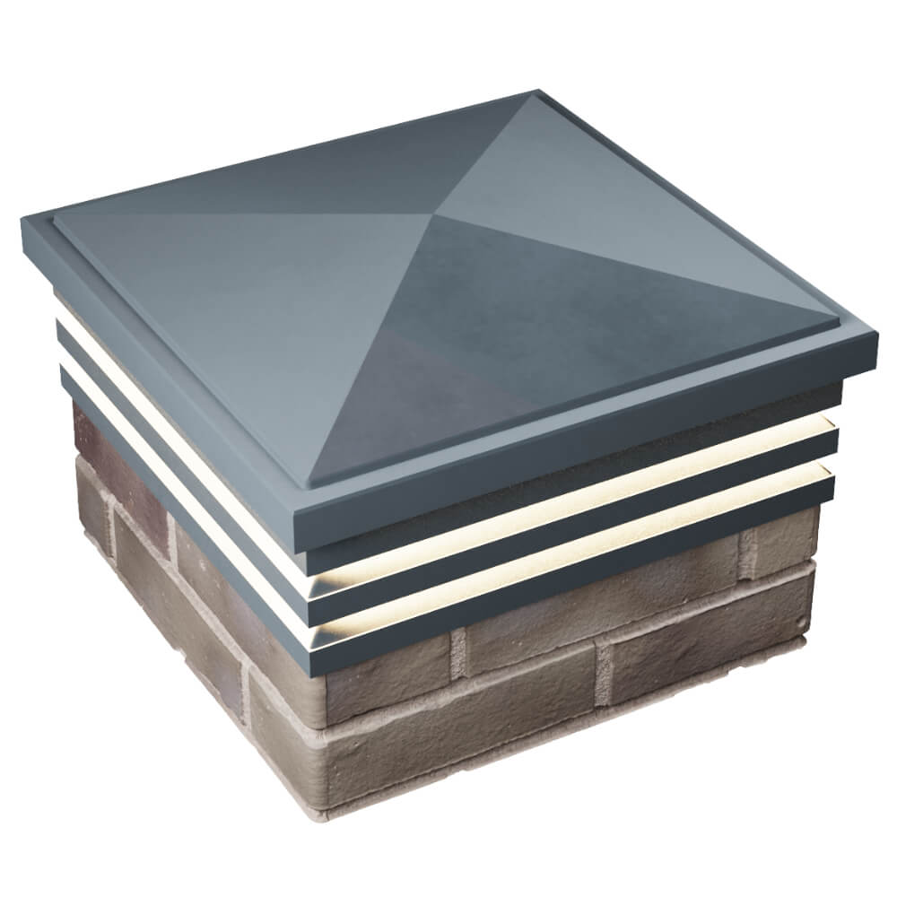 Колпак Zking Бона ХайТек Серый на столб 1.5х1.5 кирпича (385х385мм) с подсветкой в Каменске-Уральском фото