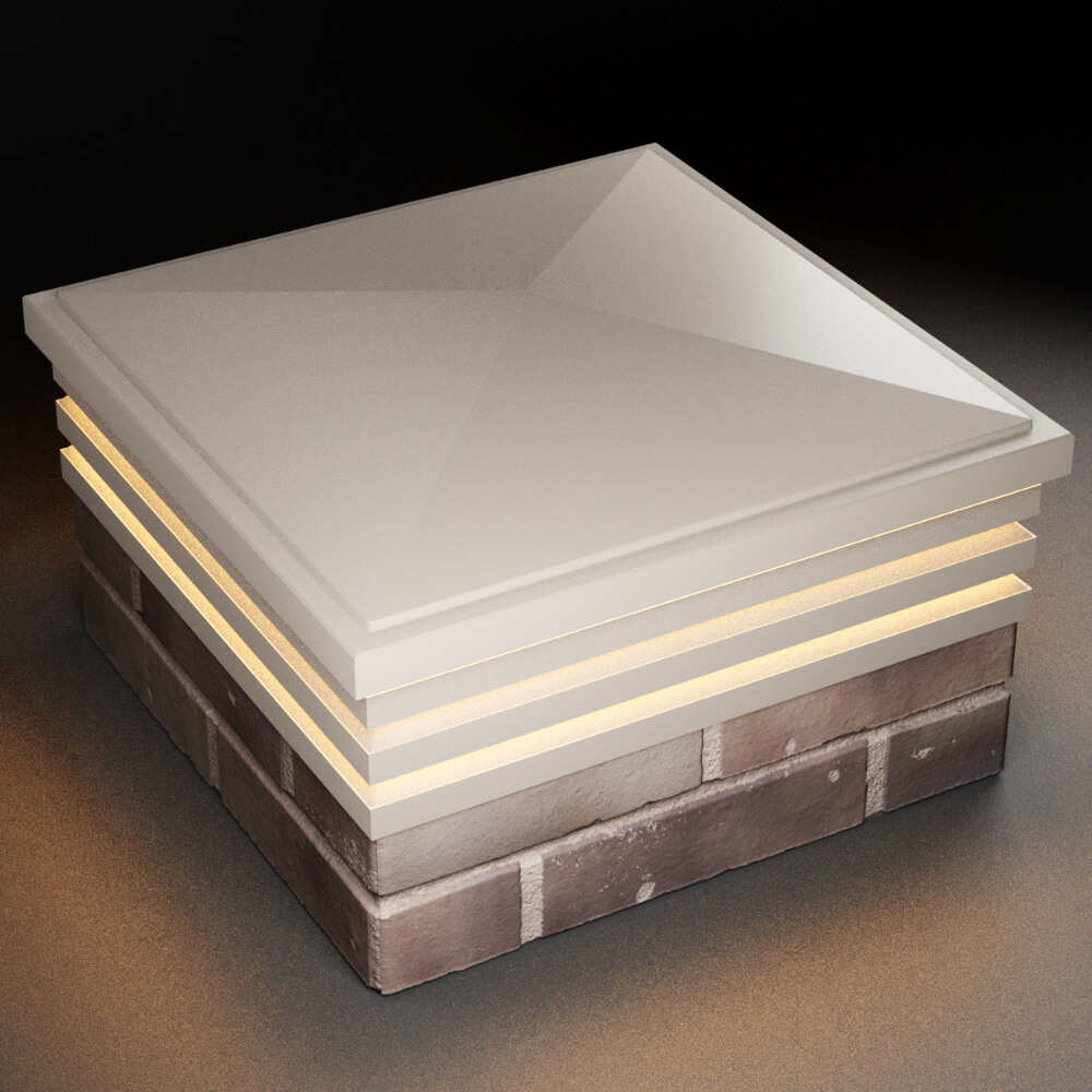 Колпак Zking Бона ХайТек Бежевый на столб 2х2 кирпича (513х513мм) с подсветкой в Каменске-Уральском фото