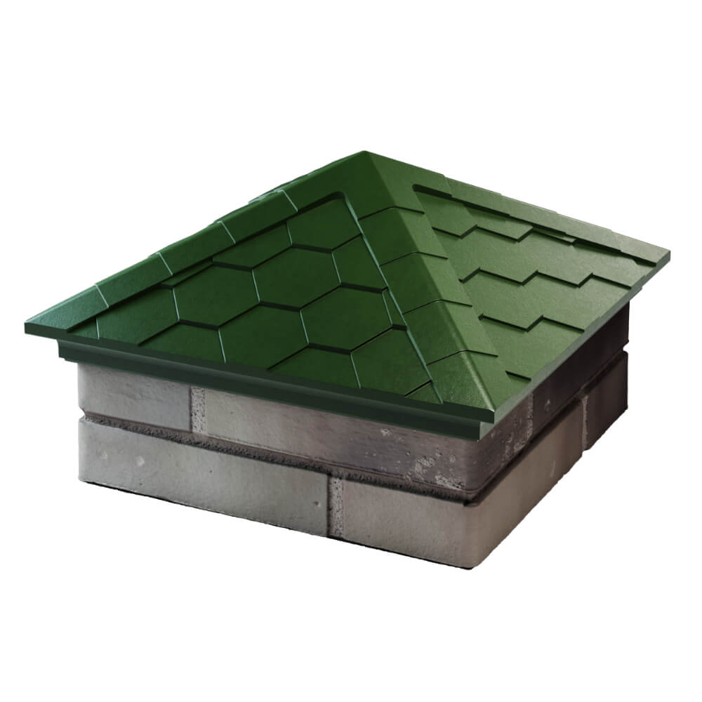 Колпак Zking Эверест Зеленый на столб 1.5х1.5 кирпича (390х390мм) в Каменске-Уральском фото