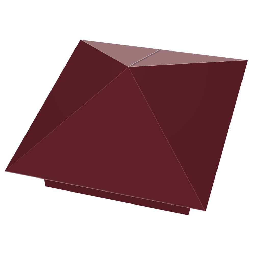 Колпак металлический 390х390мм RAL3005 Красное Вино заборный Каменск-Уральский фото