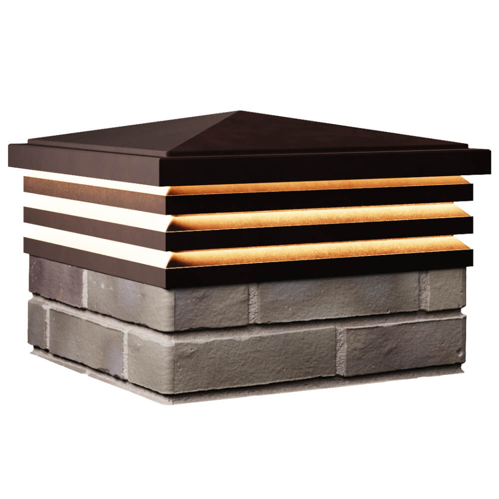 Колпак Zking Бона ХайТек Коричневый на столб 1.5х1.5 кирпича (385х385мм) с подсветкой в Каменске-Уральском фото