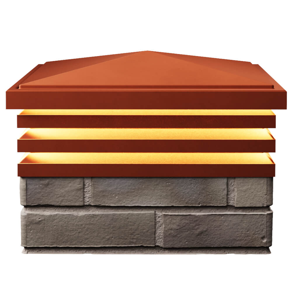 Колпак Zking Бона ХайТек Красный на столб 1.5х1.5 кирпича (385х385мм) с подсветкой в Каменске-Уральском фото