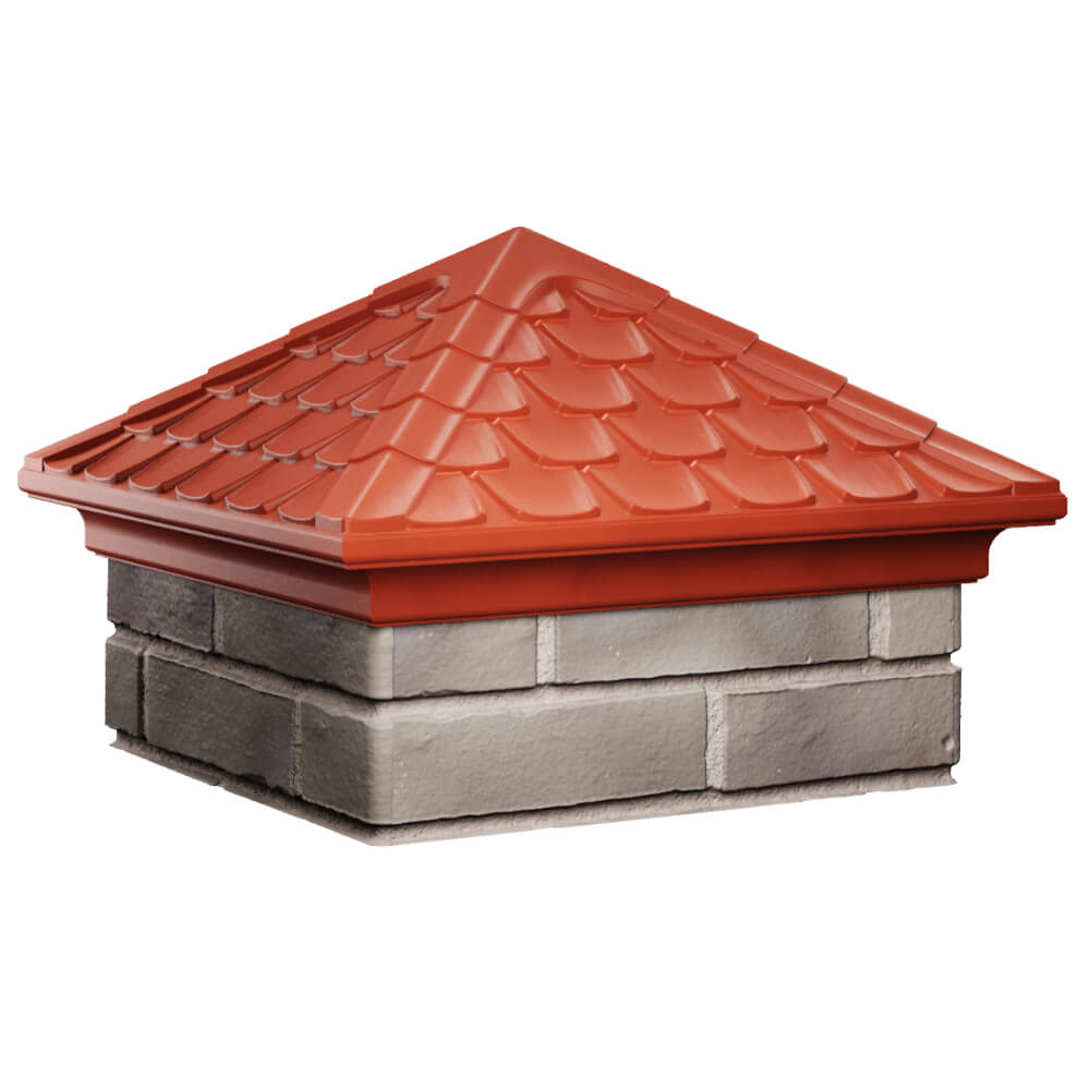 Колпак Zking Эльбрус Красный на столб 1.5х1.5 кирпича (385х385мм) в Каменске-Уральском фото