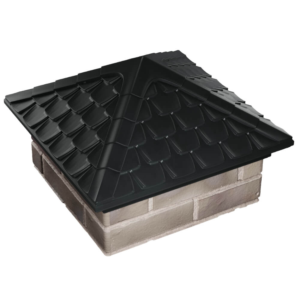 Колпак Zking Эльбрус Черный на столб 1.5х1.5 кирпича (385х385мм) в Каменске-Уральском фото