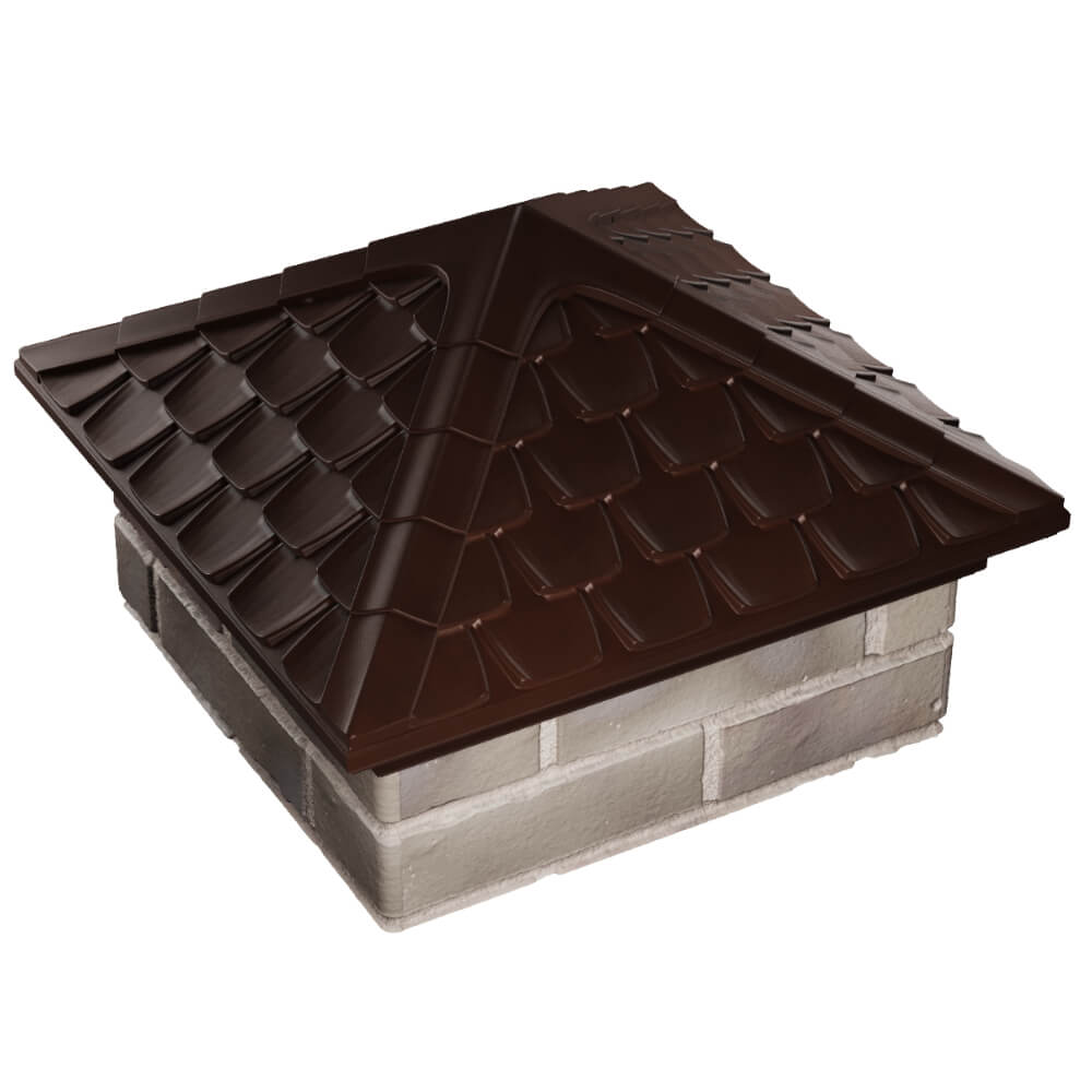 Колпак Zking Эльбрус Коричневый на столб 1.5х1.5 кирпича (385х385мм) в Каменске-Уральском фото