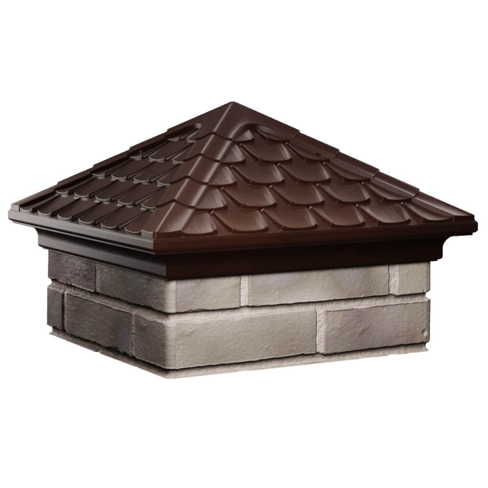 Колпак Zking Эльбрус Коричневый на столб 1.5х1.5 кирпича (385х385мм) в Каменске-Уральском фото