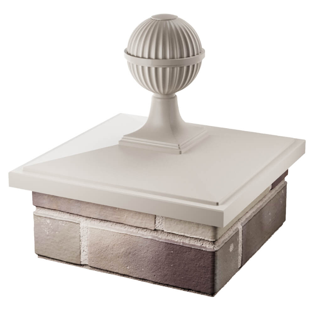Колпак Zking БонаМоно Бежевый с шаром на столб 1.5х1.5 кирпича (385х385, 400х400мм) в сборе в Каменске-Уральском фото
