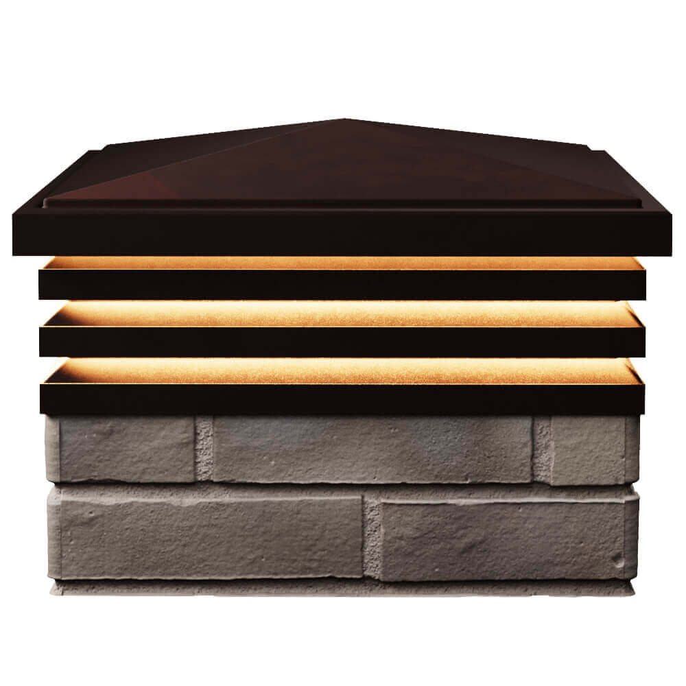 Колпак Zking Бона ХайТек Коричневый на столб 1.5х1.5 кирпича (385х385мм) с подсветкой в Каменске-Уральском фото